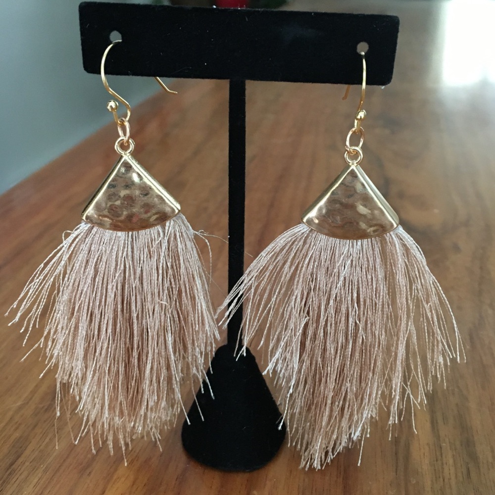 Light brown and gold fringe earrings